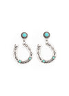 Burnished Silver and Turquoise Horseshoe Earring
