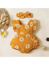 Cotton 2pc Daisy Print Crepe Fabric Baby Romper Set