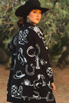 Lucky & Bless Black Ivory Western Knit Front Pocket Sweater Cardigan - Broken horn