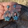 Turquoise Flower Dangle Silver Fashion Earrings