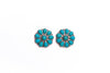 Burnished Silver and Turq Flower Stud Earring
