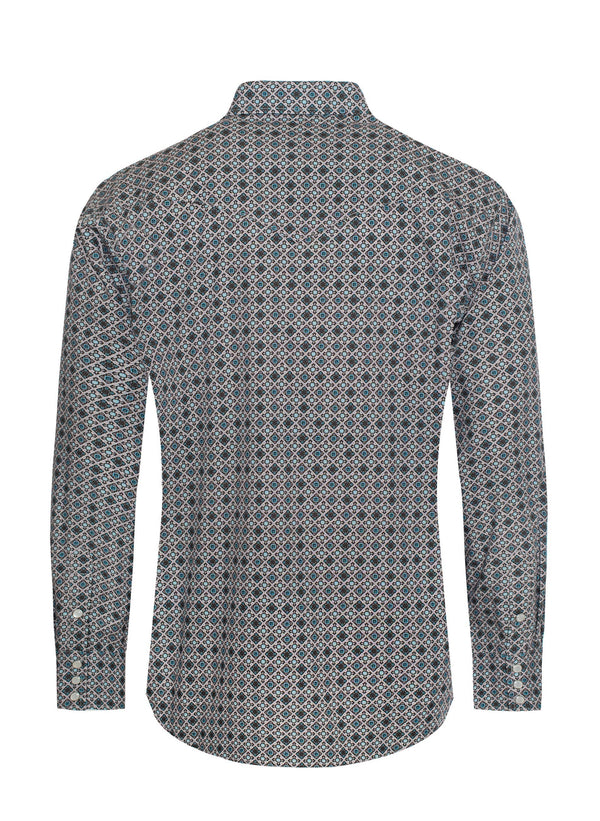 Rodeo Men's Western Pearl Snap Print Shirt