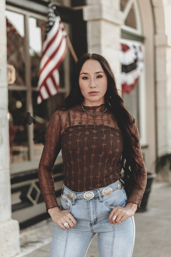 Lariat Lace Long Sleeve - Chocolate - Broken horn