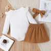 3 pc Baby Girl Cable Knit Skirt, Blouse and Headband Set