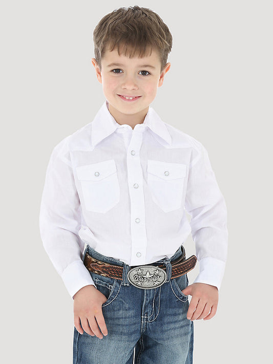Wrangler Dress Shirt Snap Boys Shirt - White