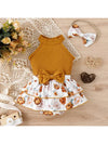 3 pc Baby Girl Top & Layered Shorts  Set