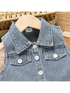 2pc Toddler Girl Sweet Denim Vest and Floral Dress Set