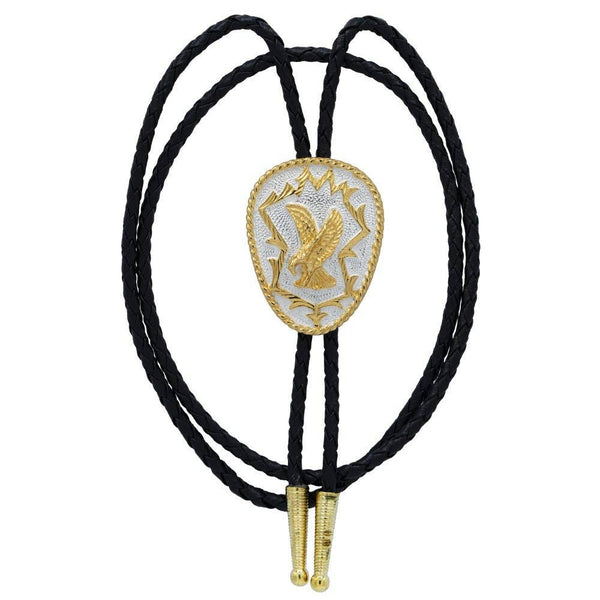Western Express Eagle on German Silver Bolo Tie - Broken horn