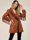 Faux Suede Fringed Blazer