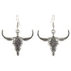 Justin Earings Oxidized Silver Steer Head