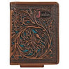 Justin Mens Bifold Card Wallet Tooling w/Turquoise Underlay