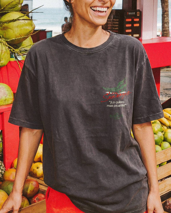 Los Sundays Tequlia The Picante Tee - Vintage Black / White - Broken horn