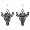 Justin Earrings Steer Head W/Faux Turq. Flower Crown