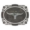 Montana Silversmiths Gunmetal Cameo Filigree with Longhorn Steer Buckle - Broken horn