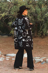 Lucky & Bless Black Ivory Western Knit Front Pocket Sweater Cardigan - Broken horn