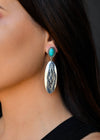 3" Oval Aztec Stamped Earring on Turquoise Post