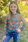 Turquoise Mesh Top Girls
