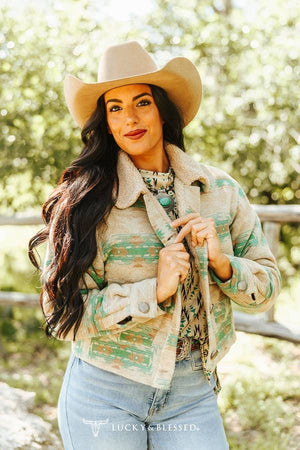 Jade Beige Shacket With Beige Sherpa Collar