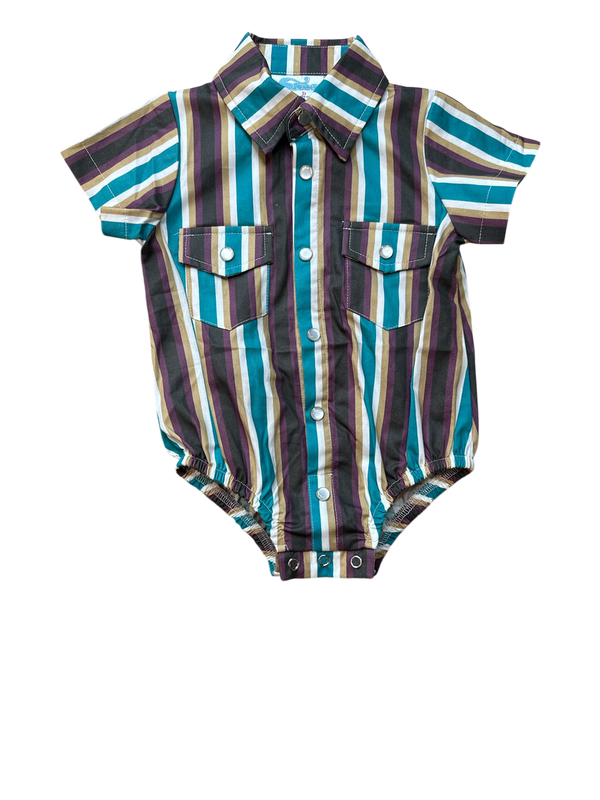 Vintage Pin Stripe  Pearl Snap Onesie