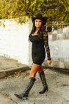 Black Off The Shoulder Ruched Lined Lace Dress