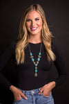 Turquoise and Green Lariat Style Necklace