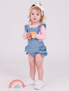 Baby Girls Light Wash Flutter Overall Romper