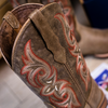 Palitutu Women's Light Brown Embroidered Full-Grain Leather Square Toe Western Boots - Broken horn