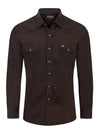 Rodeo Men's Western Solid Cotton Twill Snap Shirt - Brown