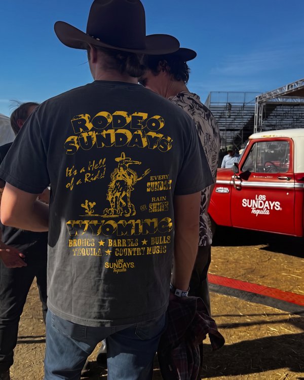 Los Sundays Tequlia The Cowboy State Tee - Vintage Black / Yellow - Broken horn