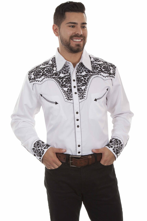 Scully Floral Tooled Embroidery Shirt