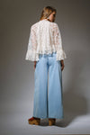 Lace Bell Sleeve Ruffle Blouse
