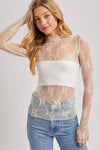 Floral Embroidery Lace Mesh Layering Top