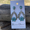Turquoise Flower Dangle Silver Fashion Earrings