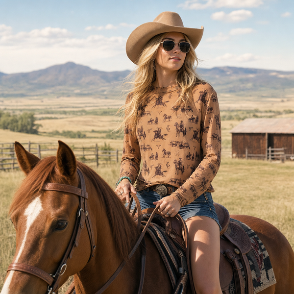 Isla Bucking Horse Print Top - Broken horn