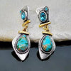 Turquoise and Aqua Dangle Silver Fashion Earrings
