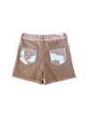 Brown Cowprint Denim Shorts