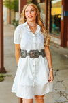 Turquoise Tooled Leather Square Concho Belt