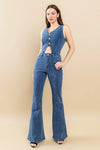 Boho Cut Out Bootcut Denim Jumpsuit