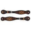 Turquoise Cross Floral Tooled Spur Straps, Ladies