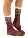 Novelty Graphic Crew Socks Faux Cowboy Brown