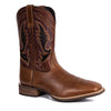 Palitutu Men's Dark Brown Full Grain Leather Square Toe Cowboy Boots - Broken horn