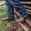 Palitutu Men's Dark Brown Full Grain Leather Square Toe Cowboy Boots - Broken horn