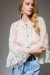 Lace Bell Sleeve Ruffle Blouse