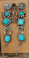 6 Pair Western Navajo Style Stud Earring Set 