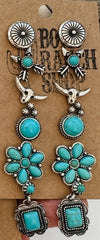 6 Pair Western Navajo Style Stud Earring Set 