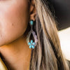 Turquoise Flower Dangle Silver Fashion Earrings