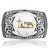 Montana Silversmiths Midnight Range Buckle with Praying Cowboy - Broken horn