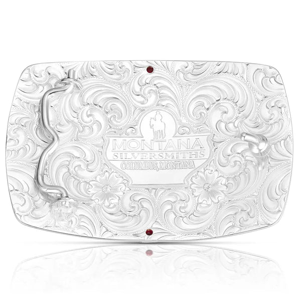 Montana Silversmiths Midnight Range Buckle with Praying Cowboy - Broken horn