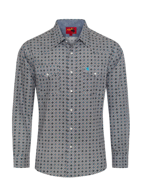 Rodeo Men's Western Pearl Snap Print Shirt