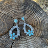 Turquoise Flower Dangle Silver Fashion Earrings